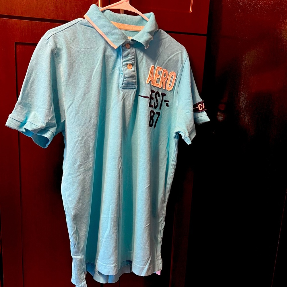 Large blue shirt with blue and white accents, Aeropostale